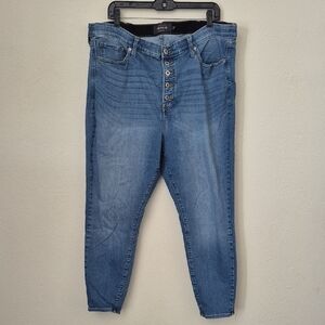 Torrid Blue Skinny Jeans with Mid-Rise Waistband